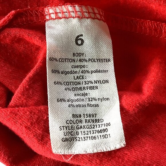 Garanimals Girls Dolman Funtastic Rainbow Heart Shirt Red Size 6 Lace Detail - Picture 4 of 8